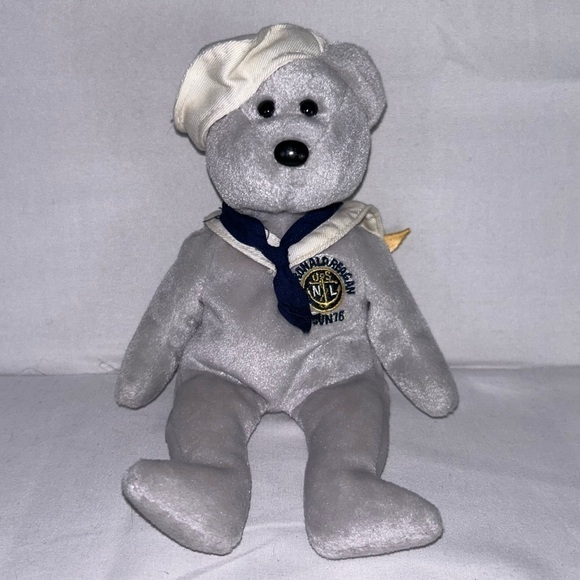 Ty Beanie Baby USS Ronald Reagan US Navy Sailor Bear Retired Momento 2003 - Picture 1 of 6